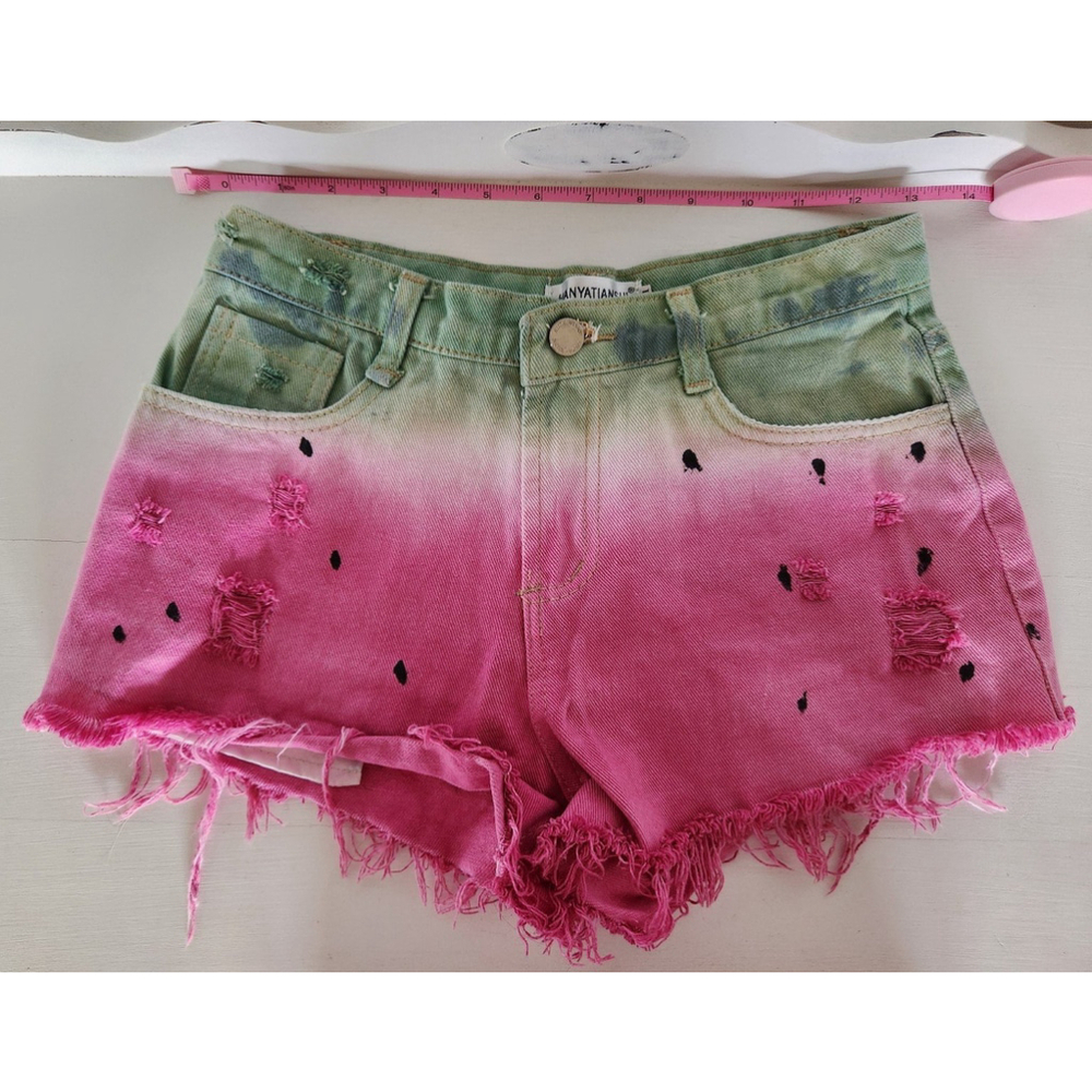 Watermelon Tie-dye Denim Shorts